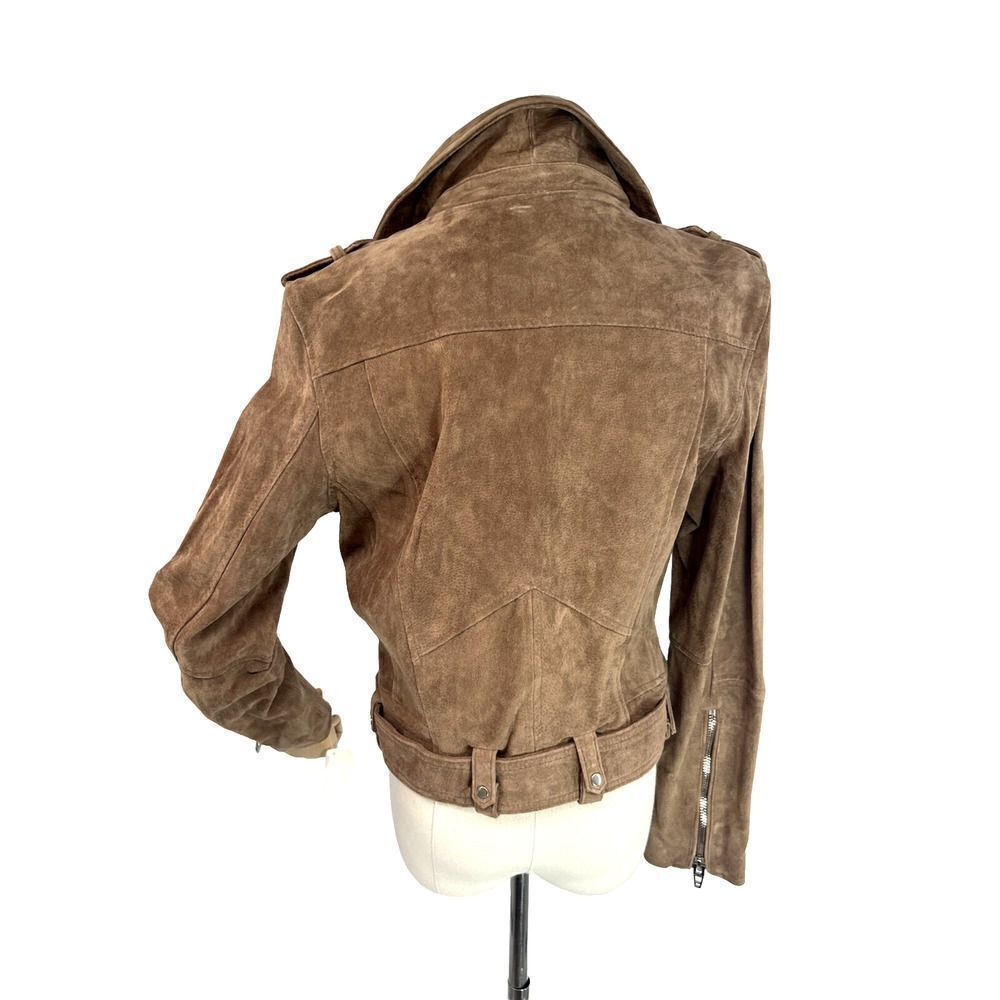 New Blank NYC Suede Moto Jacket Womens Medium Coffee Bean Brown Leather - Picture 3 of 13